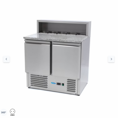  Ψυγείο προετοιμασίας πίτσας 2 πόρτες - 90cm -285L - με κάλυμμα από ανοξείδωτο χάλυβα